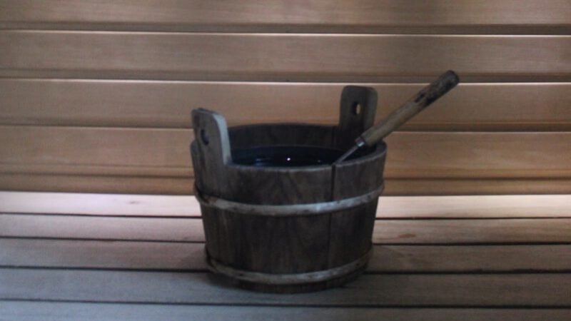 round brown wooden bucket